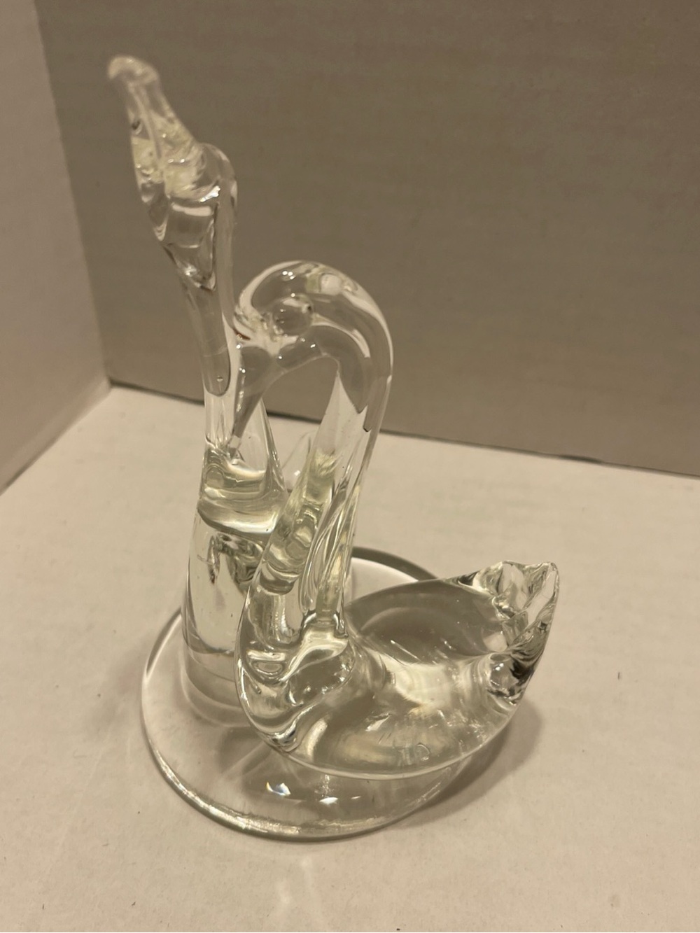 Clear Glass Swan Sculptural Accent - Decorative Home Art or paper weight